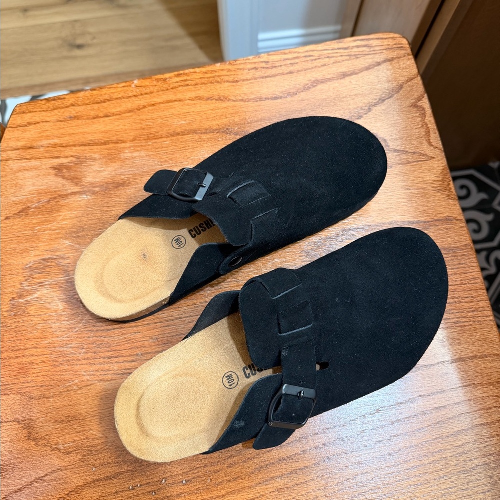 Classic Black Suede Mules